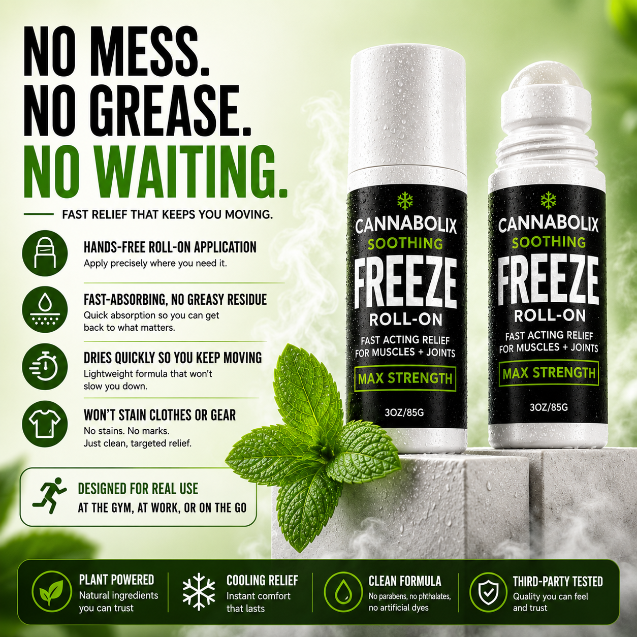 Cannabolix Soothing Freeze Gel - Roll On Essential Oil & Terpene Based Pain Relief Treatment